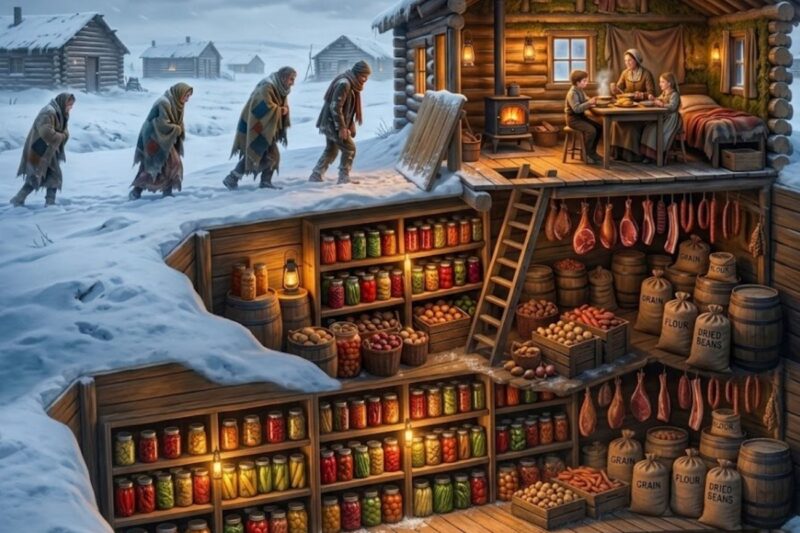 He buried 272 kg of food under the floor of his house; a 7-month winter proved him right